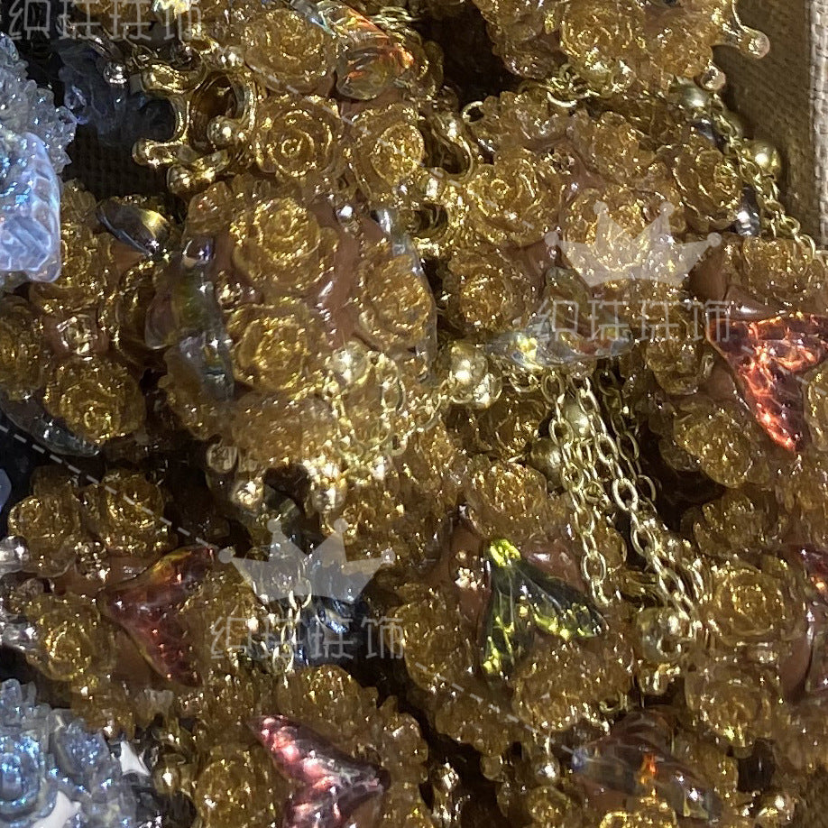 Wholesale 5PCS/PACK Crown Mermaid Tassel Soft Ceramic Drill Ball with Straight Hole Beads